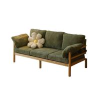 KIBONCY Wood Frame Corduroy Sofa, 3-Seater Modern Couch Retro Style, Natural for Small Spaces for Living Room(A,131cm)