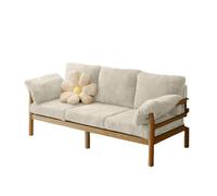 KIBONCY Wood Frame Corduroy Sofa, 3-Seater Modern Couch Retro Style, Natural for Small Spaces for Living Room(B,131cm)
