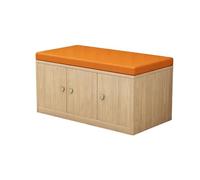 KIBONCY Wooden Entryway Shoe Storage Bench with Cushioned Seat, Closed Cabinet Changing Organizer for Hallway Mudroom Bedroom Space Saving Furniture(B,0.6m)