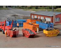 KIBRI 38648 - Set di container aperti per rifiuti da cantiere 8 pz.. Scala H0 1: