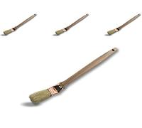 KIBROS 340P_20cx3 | Set di 3 | Pennello piatto testa angolato per pittura radiatori | Larghezza 20 mm | Imbottitura in seta bianca | ghiera ramata | manico in legno | angoli persiane tubi, bordi