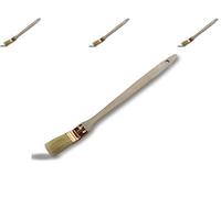 KIBROS 340P_30cx3 | Set di 3 | Pennello piatto testa angolato per pittura radiatori | Larghezza 30 mm | Imbottitura in seta bianca | ghiera ramata | manico in legno | angoli persiane tubi, bordi