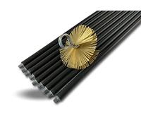 Kibros Kit spazzacamino classico non intubate acciaio Ø 125 mm 9 aste | Scovolo in acciaio piatto, 9 aste nere cave Ø 17 mm, 9×1,4 m per un totale di 12,6 m.