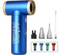 Kica JetFan 2S - Soffiatore elettrico in metallo, 117000 giri/min, Mini Air Duster con regolazione continua e pulsante turbo, spray ad aria compressa portatile per PC, auto, ufficio, divano, blu