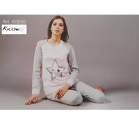 KICCHE YOUNG. Pigiama Donna lungo, Invernale, 100% Caldo Cotone. K5605 - Rosa.