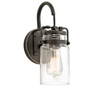 Applique Contemporanea Brinley Acciaio Bronzo Antico Vetro 1 Luce E27