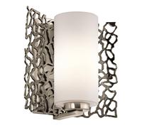 Applique Contemporanea Silver Coral Metallo Peltro Classico Vetro 1 Luce E27