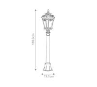 KICHLER Lampione Tournai, altezza 110 cm, alluminio, vetro KICHLER