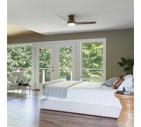 KICHLER Ventilatore da soffitto LED Eris, IP44, noce KICHLER