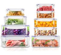 KICHLY 18 pezzi, 9 contenitori in plastica a tenuta stagna per alimenti con 9 coperchi per cucina, dispensa, credenza - sicuro nel Microonde e congelatore a prova di perdite-senza BPA-Blu
