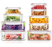 KICHLY 18 pezzi, 9 contenitori in plastica a tenuta stagna per alimenti con 9 coperchi per cucina, dispensa, credenza - sicuro nel Microonde e congelatore a prova di perdite-senza BPA- Rosso
