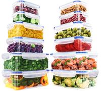 KICHLY 24 pezzi, 12 contenitori in plastica a tenuta stagna per alimenti con 12 coperchi per cucina, dispensa, credenza - sicuro nel Microonde e congelatore a prova di perdite-senza BPA-Blu