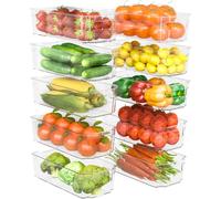 KICHLY - Cestini Organizzatori per dispensa Trasparente - Set di 10 contenitori - Contenitori organizzatori per cucina, dispensa, armadietti, ripiani, Bagno - Senza BPA (Chiaro)