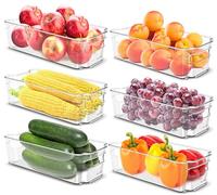KICHLY - Cestini Organizzatori per dispensa Trasparente - Set di 6 contenitori - Contenitori organizzatori per cucina, dispensa, armadietti, ripiani, Bagno - Senza BPA (Chiaro)