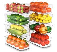 KICHLY - Cestini Organizzatori per dispensa Trasparente - Set di 8 contenitori - Contenitori organizzatori per cucina, dispensa, armadietti, ripiani, Bagno - Senza BPA (Chiaro)