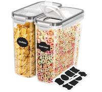 KICHLY Contenitore per cereali (Set di 2) - Plastica senza BPA - Contenitori ermetici per la cucina - Conservazione degli alimenti secchi - Contenitori cucina per l'organizzazione della dispensa