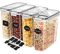 KICHLY Contenitore per cereali (Set di 4) - Plastica senza BPA - Contenitori ermetici per la cucina - Conservazione degli alimenti secchi - Contenitori cucina per l'organizzazione della dispensa