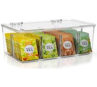 KICHLY Porta bustine the e tisane, confezione da 1-8 scomparti in acrilico scatola per tè, spezie, caffè, piani di lavoro della cucina, armadi (trasparente)