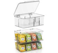 KICHLY Porta bustine the e tisane, confezione da 3-24 scomparti in acrilico scatola per tè, spezie, caffè, piani di lavoro della cucina, armadi (trasparente)