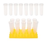 KICHOUSE 1 Set di provette per Fiori con Tappi e Supporto - Fiale in plastica da 55 ml/2 oz per composizioni Floreali, boccioli di Rose a Stelo Singolo, Bouquet, Apertura da 5/16" - Forniture per