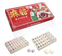 KICHOUSE 1 Set mahjong portatile Tradizionale mini misurare gioco da tavolo mahjong pieno pieghevole giocattoli piccolo gioco di viaggio majong pvc bianca