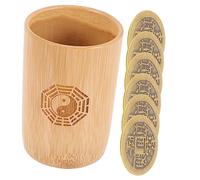 KICHOUSE 1 Set Strumento Esagramma a Tubo di bambù Secchio Forniture Raccontare Divinazione Impostore per Tutto Desiderio Oracolo Cartomanzia Cinese Io Ching Moneta Gong Rame