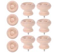 KICHOUSE 10 pezzi Pomelli in Legno Massello Rotondi Vite Autofilettante per Armadi e Cucine Maniglie Singolo Foro Facili da Installare ed Ergonomiche