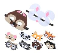 KICHOUSE 10Pezzi Maschere per Animali Della per Feste Halloween e Compleanni Cervo Riccio Panda Procione Gufo Coniglio Volpe