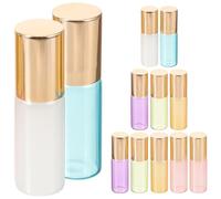 KICHOUSE 12 Flaconi Roll-on in Vetro da 5 Ml Chiusura Ermetica, Set Viaggio per Oli Essenziali e Profumi, Bottiglie Portatili Multicolore per Uso Cosmetico e Aromaterapia