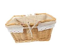KICHOUSE 1pezzi Cesta Picnic Portatile Rattan Decorativo e Picnic Versatile e Escursioni e