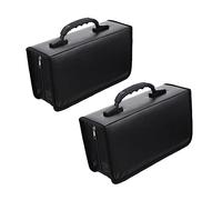 KICHOUSE 2 Pezzi 128 borsa CD raccoglitore di archiviazione su disco custodia con cerniera custodie porta CD Astuccio protettore CD portafoglio di archiviazione dvd pu Black
