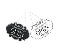KICHOUSE 2 Pezzi Cartello Legno Bifacciale Aperto Chiuso con Cordino Insegna Reversibile Bianca e Nera per Negozi Ristoranti Bar Caffè e Vetrine Commerciali