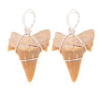 KICHOUSE 2 pezzi Collana Uomo Dente Squalo Ciondoli Denti Fossili Pendenti Decorativi per Artigianato e Stile Outdoor