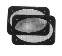 KICHOUSE 2 Pezzi Copertura Altoparlante Nero in Plastico e Acciaio, Protezione Antipolvere e Decorativa per Altoparlante Auto, Griglia Circolare e Rettangolare, Accessorio Moderno per Auto