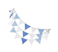 KICHOUSE 2 Pezzi Ghirlanda Bandierine Triangolari Blu e Bianche in Decorazione Feste e Resistente per Matrimonio e Compleanno Banner Festival Riutilizzabile Facile da
