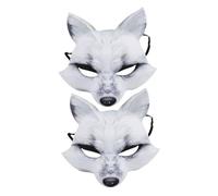 KICHOUSE 2 Pezzi Maschera Volpe Bianca Halloween in EVA Leggera per Masquerade e Cosplay Animale Uomo Donna