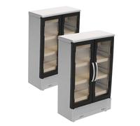 KICHOUSE 2 pezzi Mini Frigorifero Giocattolo Doppia Porta in Plastica Resistente per Casa Bambole Frigorifero in Miniatura per Cucina e Supermercato Interattivo