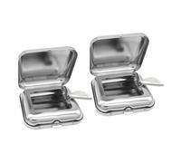 KICHOUSE 2 pezzi Posacenere Mini Portatile in Metallo con Coperchio Tascabile da Viaggio Compatto e Resistente per Fumatori all Aperto