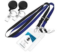 KICHOUSE 2 set Portabadge Impermeabili Trasparenti con Laccetto e Fibbia Custodia per Id per Studenti e Lavoratori Design e PVC