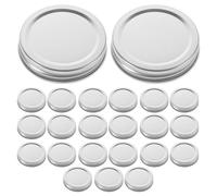 KICHOUSE 24 pezzi Coperchi per Barattoli Mason Jar in Lamiera Stagnata Tappi Ermetici Riutilizzabili per Conservazione Alimenti Coperture per Barattoli di Marmellata e Succhi Compatibili