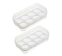KICHOUSE 2pezzi Contenitore Per Uova Da Frigorifero Scanalature Separate Vassoio Per Uova in Plastica Portauova Compatto in Frigorifero o Sul Piano Di Lavoro