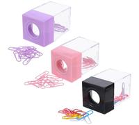 KICHOUSE 3 Pezzi Organizer Magnetico per Graffette in Plastica Trasparente Dispenser Salvaspazio con Coperchio Magnetico per Ufficio Scuola e Casa Porta Fermagli Multifunzione per Piccoli