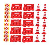 KICHOUSE 30 Pezzi Mini Coni Stradali e Recinzioni in Plastica per Giocattoli Educativi per Apprendimento Traffico e Sviluppo Cognitivo Accessori Leggeri e Resistenti per Giochi Didattici