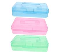 KICHOUSE 3pezzi Contenitore Per Cancelleria in Plastica Da Grande Capacità Impilabile Per Pennarelli Pastelli Matite Scatola Organizzativa Trasparente Per Ufficio e Scuola