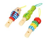 KICHOUSE 3pezzi Fischietto in Legno Forma Di Animale Giocattolo Per Ragazzo Set Di Regalo Per Feste Leggero e Durevole Sicuro Per Ragazzo