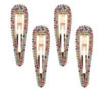 KICHOUSE 4 Mollette per Chioma Cristalli Dorate, Fermagli Decorativi a Becco D’anatra in Lega Resistente, Clip per Frangia da Donna e Bambine per Occasioni Speciali e Uso Quotidiano