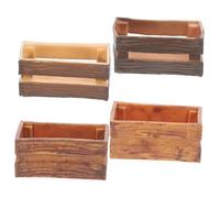KICHOUSE 4 Pezzi Scatola Di Stoccaggio Delle Parti Della Casa Delle Bambole Mini Casa in Miniatura Minuscolo Accessori Per Miniature Piccolo Arredamento Falso Marrone Chiaro Pvc