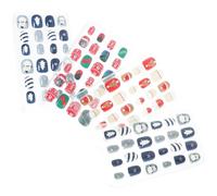 KICHOUSE 4 Scatole Unghie Finte Natalizie per 96 Pezzi Abs Rimovibili Decalcomanie a Copertura Totale per Manicure Festiva Decorazione Nail Art Ragazze Stile Casuale
