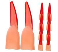 KICHOUSE 40 Dita Finte da Strega per Halloween Unghie Finte Rosse per Cosplay e Accessori per Feste Mano Finta per Unghie e Oggetti di Scena Spaventosi per e Adulti