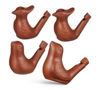 KICHOUSE 4pezzi Fischietto Ad Acqua a Forma Di Volatile in Ceramica Richiamo Realistico Per Volatili Divertente Giocattolo Rumoroso Con Cordino Portatile Per Escursioni e Birdwatching